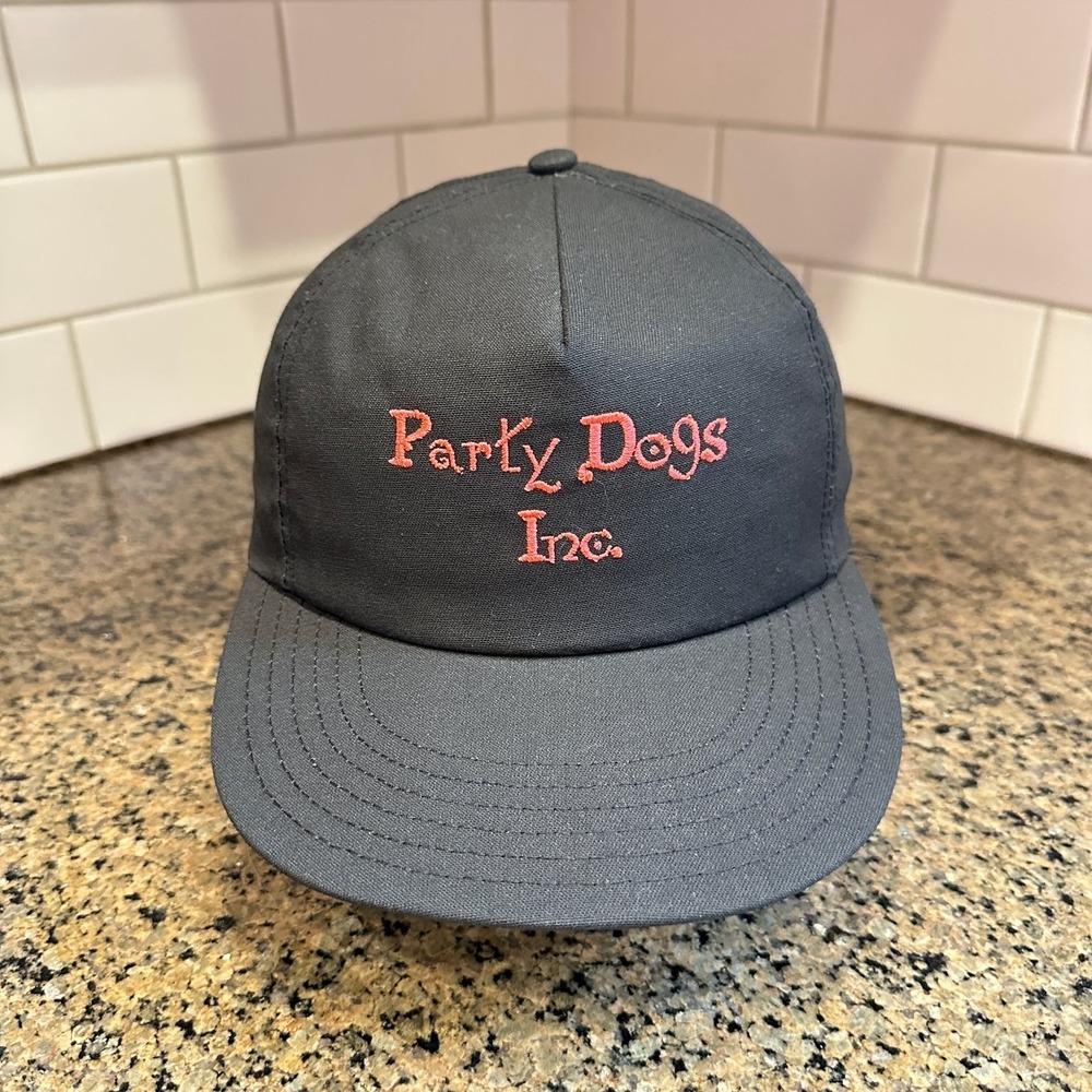 Party Dogs Inc. Baseball Cap Men's Adjustable Snapback Charcoal Red Hat